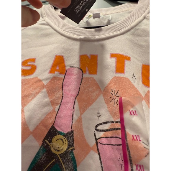 NWT Grayson Threads Pink‎ Santé Champagne Raw edge hem Sweatshirt XXL oversize - Picture 2 of 6